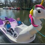 Singleton Park boating lake's unicorn pedalo