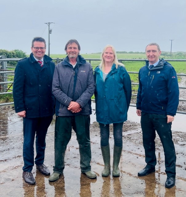 Council Leader, Huw David, farmer, Tony Evans and wife, Lesley Evans, Cllr John Spanswick;