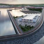 Artist's impression of a proposed tidal lagoon in Swansea Bay