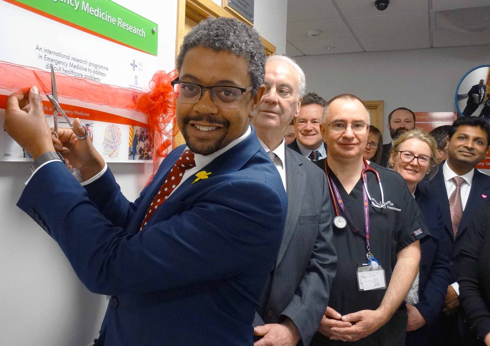 Then-Health Minister Vaughan Gething opened the Welsh Centre for Emergency Medicine Research in 2019