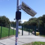 Air pollution monitor outside Ffwrnes School in Llanelli