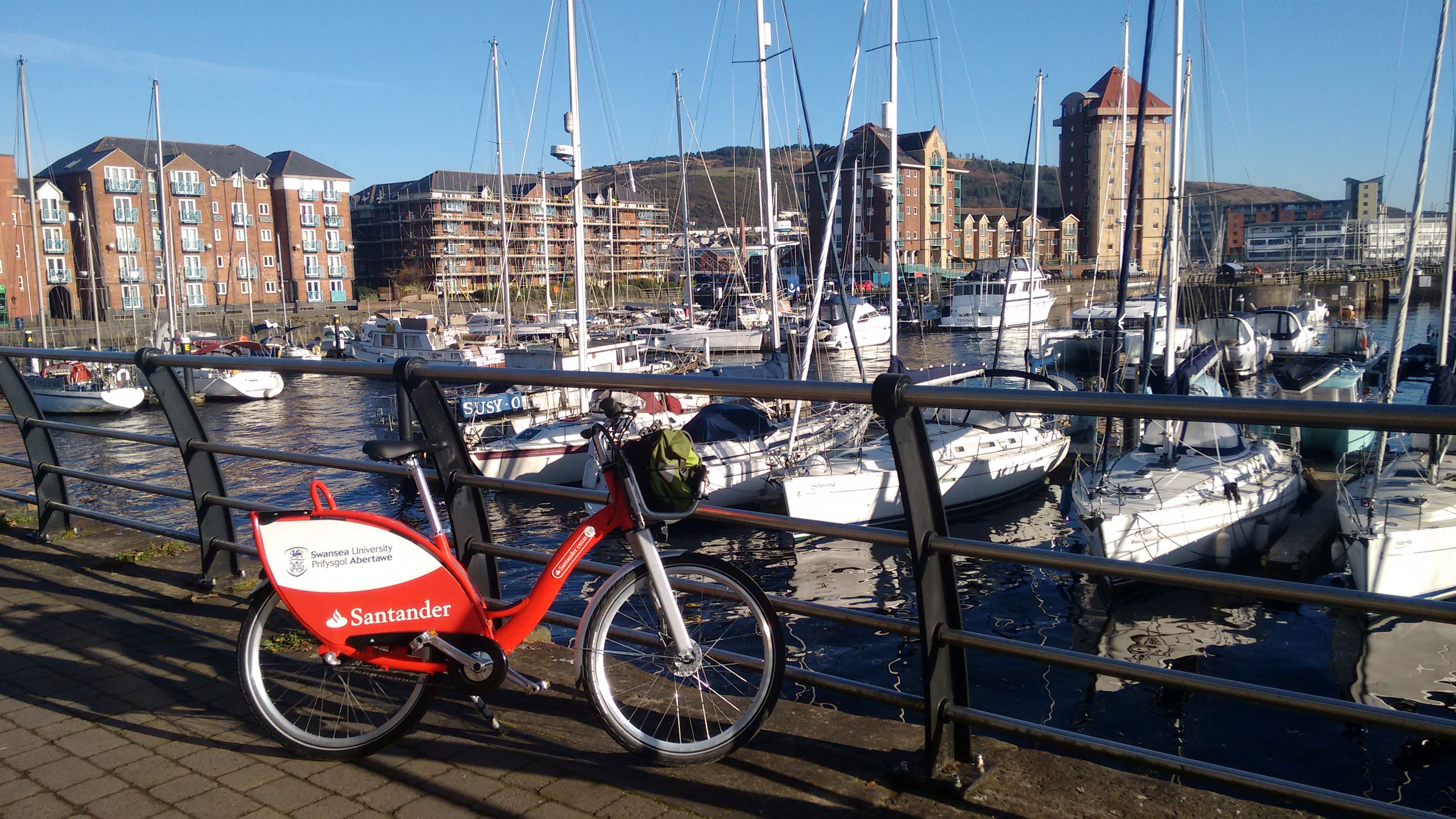 One of the hire bikes at Swansea Marina