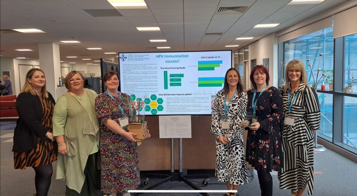 Members of the School Nursing Service with their award.