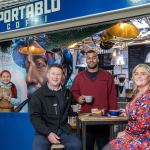 Stylish new venue: Vichuda and Cassius Walker-Hunt and (foreground) Howard Thompson and Michelle Noble of Tata Steel subsidiary UKSE