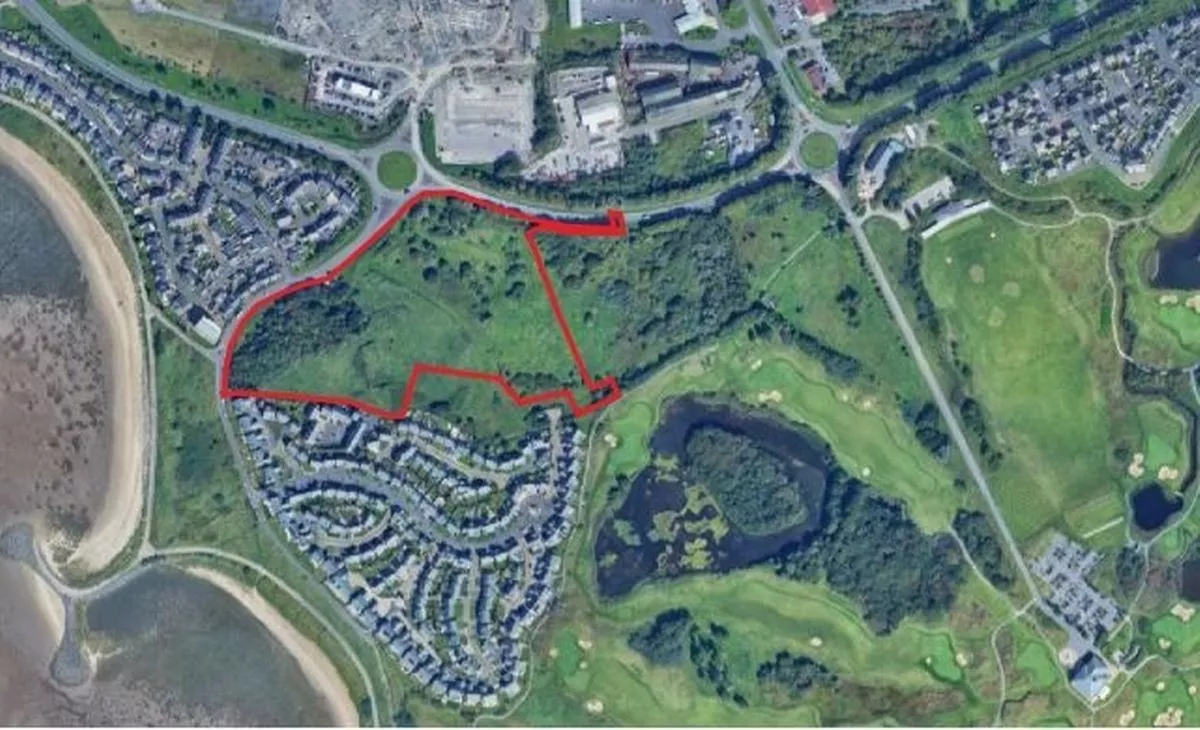 The outline of the land at Machynys set to be developed into a hotel