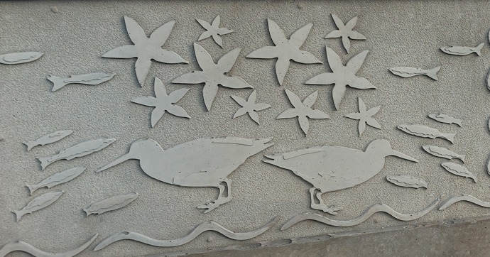 Close-up image of the sea wall decoration