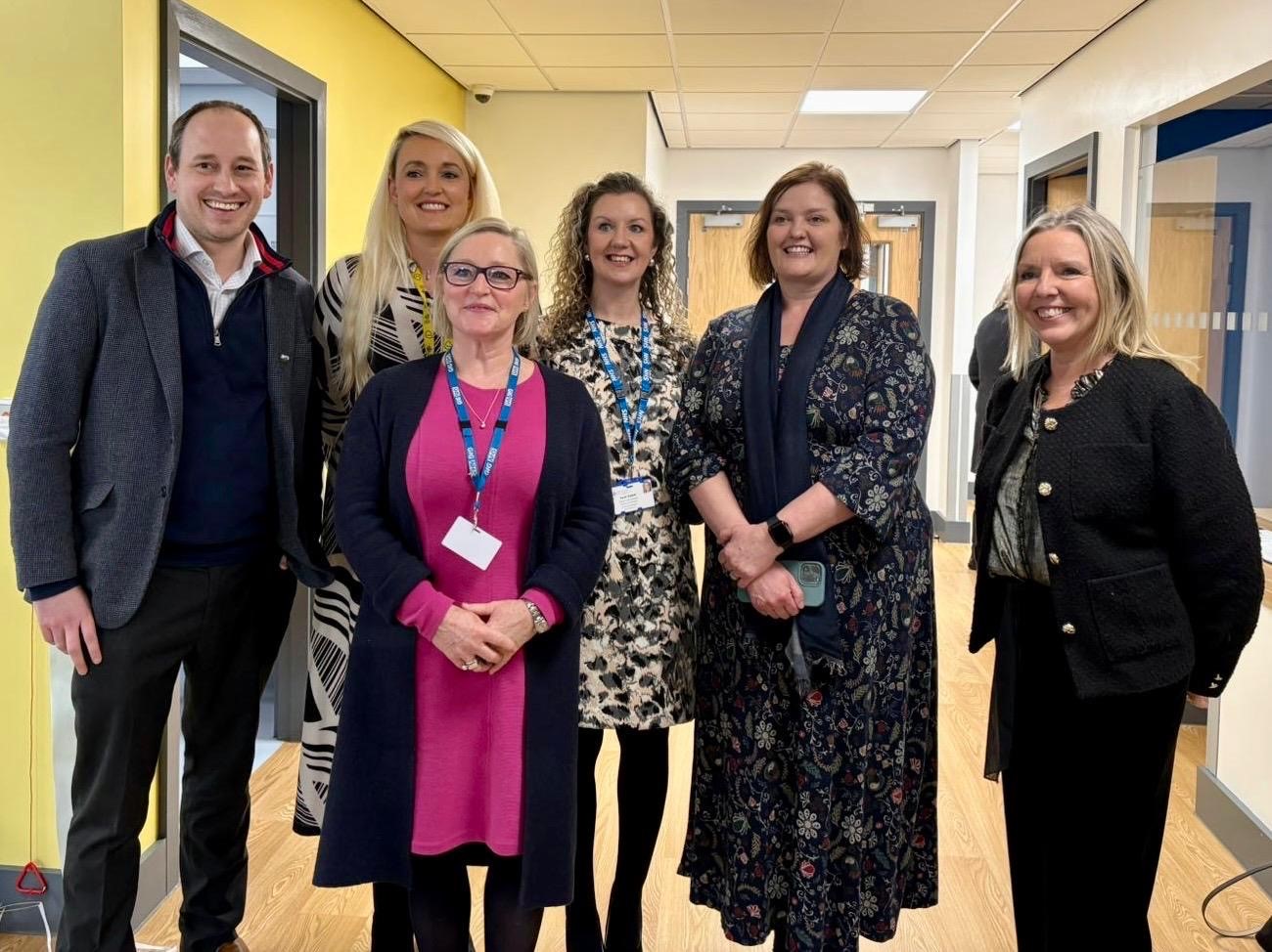 l-r: Dr Tim Scale, Consultant Nephrologist and Clinical Lead, Bethan Davies, Service Manager, Abi Harris, Swansea Bay Chief Executive Officer, Sarah Siddell, Directorate Manager, Dr Clare Parker Consultant Nephrologist and Clinical Director, Deb Lewis, Chief Operating Officer (Image: Swansea Bay NHS)