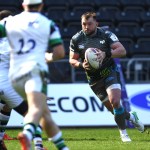 Sam Parry on the pitch during Ospreys match action. Image: Ospreys.