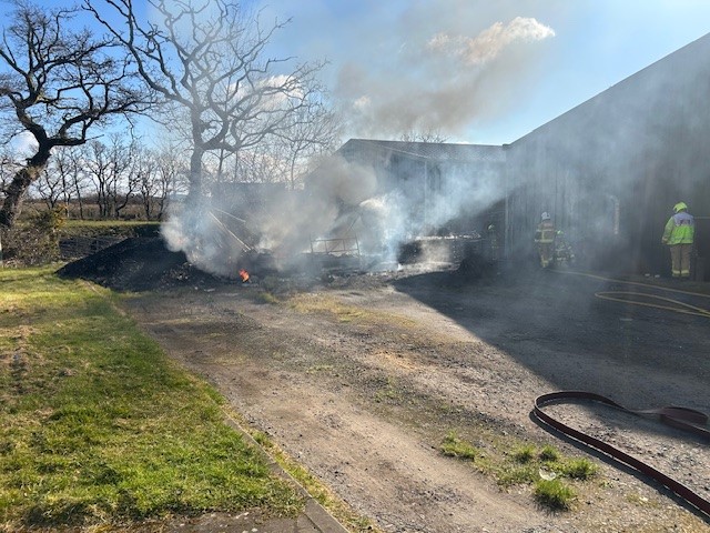 Grovesend Fire at workshops and garage
