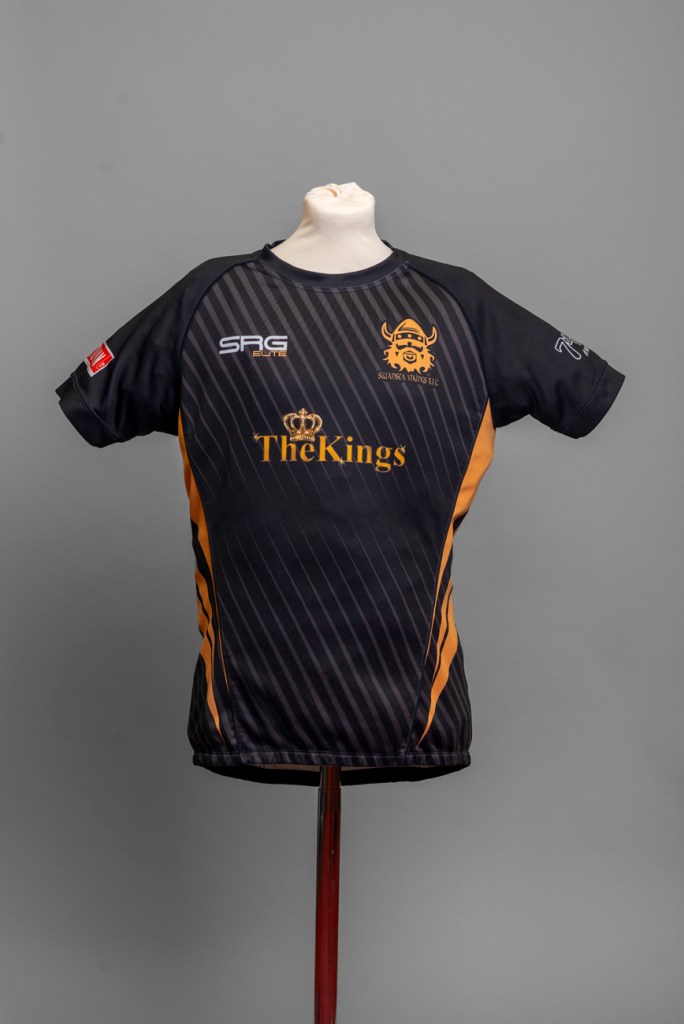 A Swansea Vikings rugby jersey, part of the Swansea Museum collection.