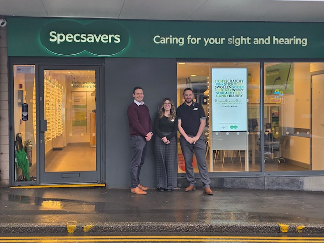 hilip Jones, optometrist director, Melissa Williams, ophthalmic director and Chris Jones, retail director.