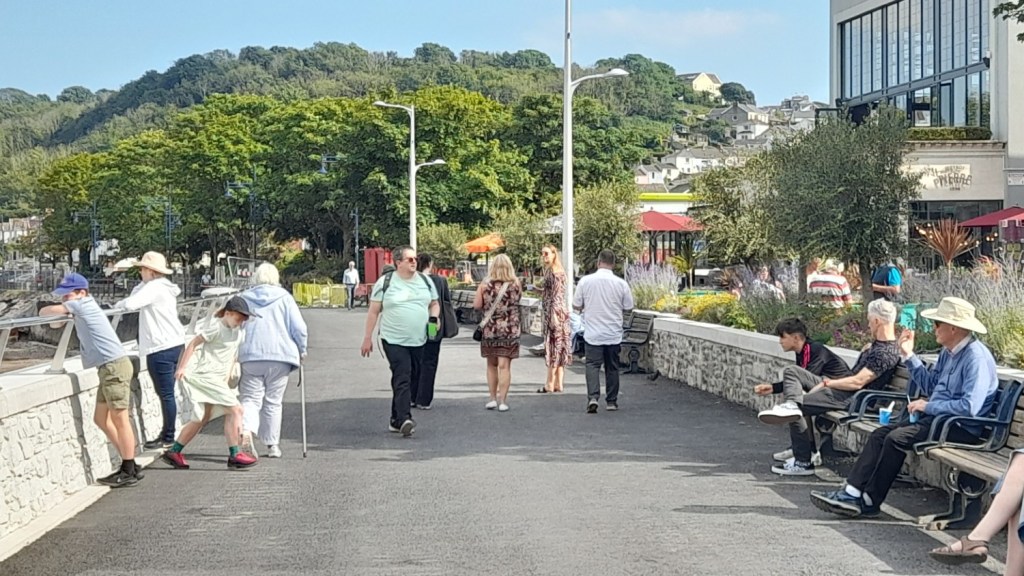 Areas of the new-look Mumbles prom awaiting their buff-coloured top surface