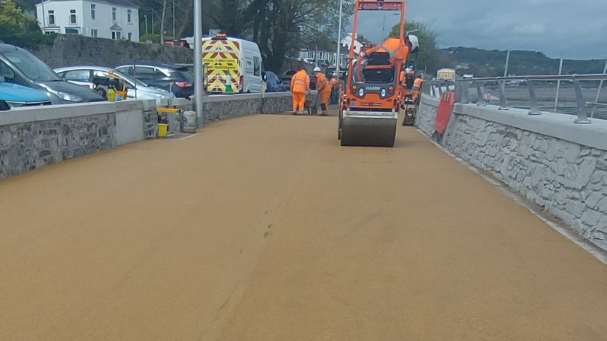 Mumbles prom at Oystermouth Square, with its new top surface that - in due course - will be laid all the way to Verdi’s