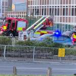 Firefighters at the former Daniel James Community School in Penlan