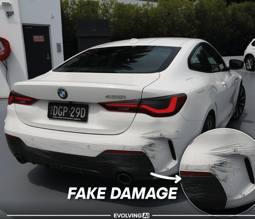 AI generated fake damage to a car