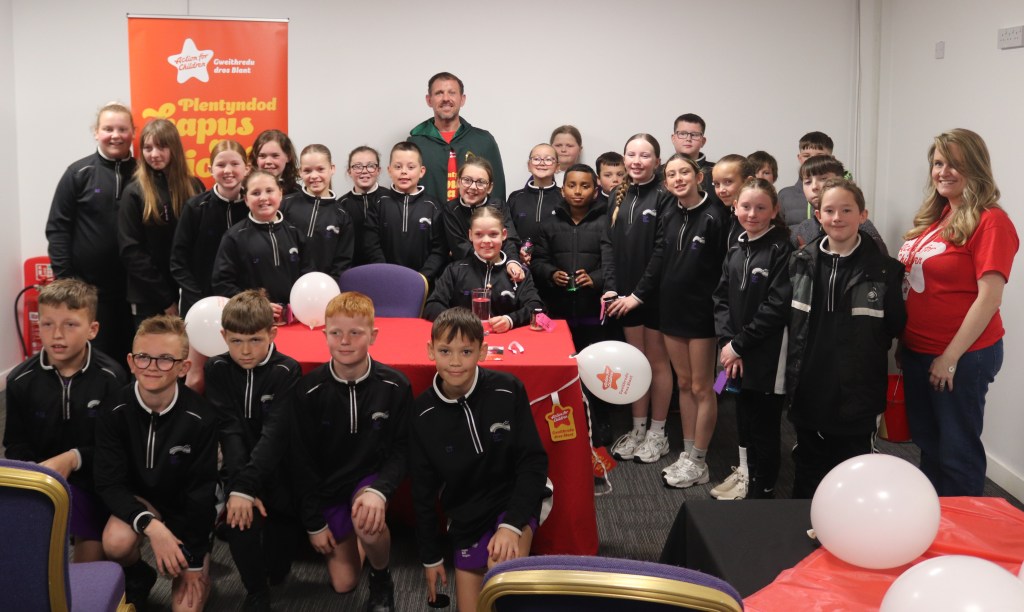 Andrew Jenkins with Bae Baglan school