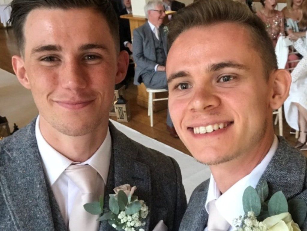 James (right) and Danial at the latter’s wedding.