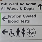 Blood test direction sign at Morriston Hospital