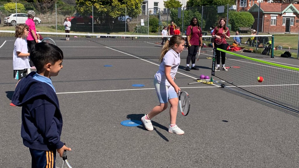 Young people taking part in the Jim Lightbody Swansea Primary Schools Tennis Festivals.
(Image: Swansea Council)