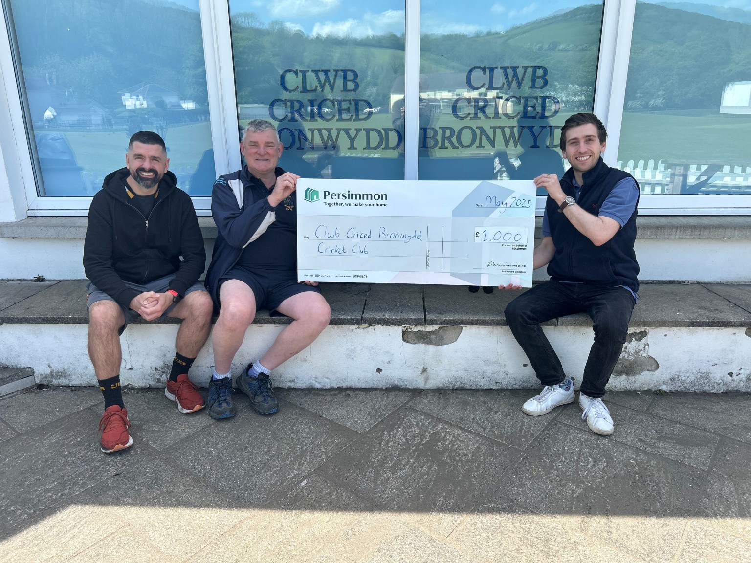 Huw Protheroe (Committee Member and Player), Karl von Weber (Club Secretary), Calum Davies (Persimmon Homes)