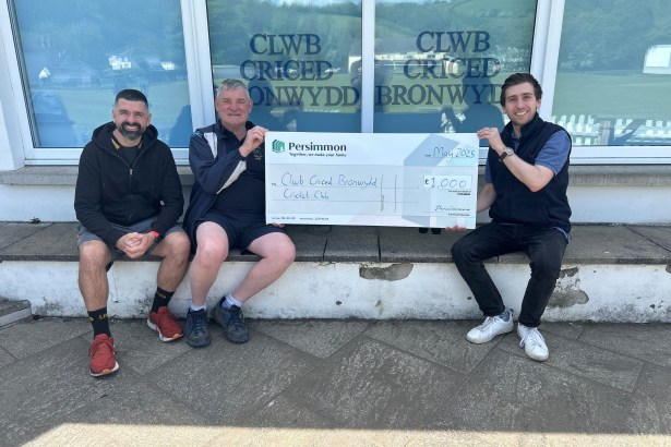 Huw Protheroe (Committee Member and Player), Karl von Weber (Club Secretary), Calum Davies (Persimmon Homes)