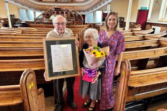 David Gwyn and Pamela John, Enillwyr Tlws John a Ceridwen Hughes, Uwchaled 2025 Winners and Heledd Cynwal