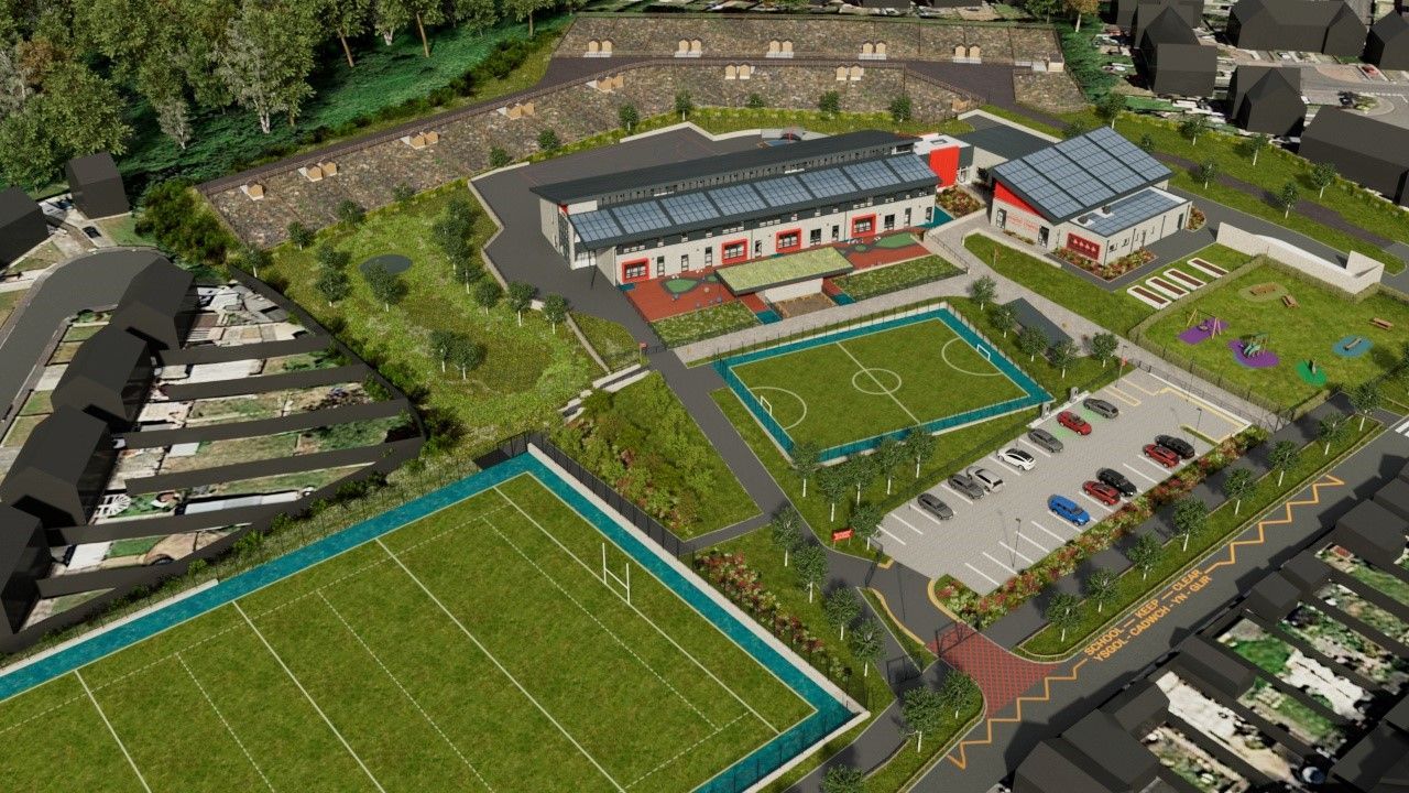 Artist's impression of new-build Mynydd Cynffig Primary School