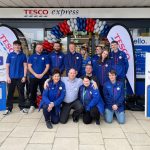 Tesco Express staff at its new Carmarthen Road store in Fforestfach