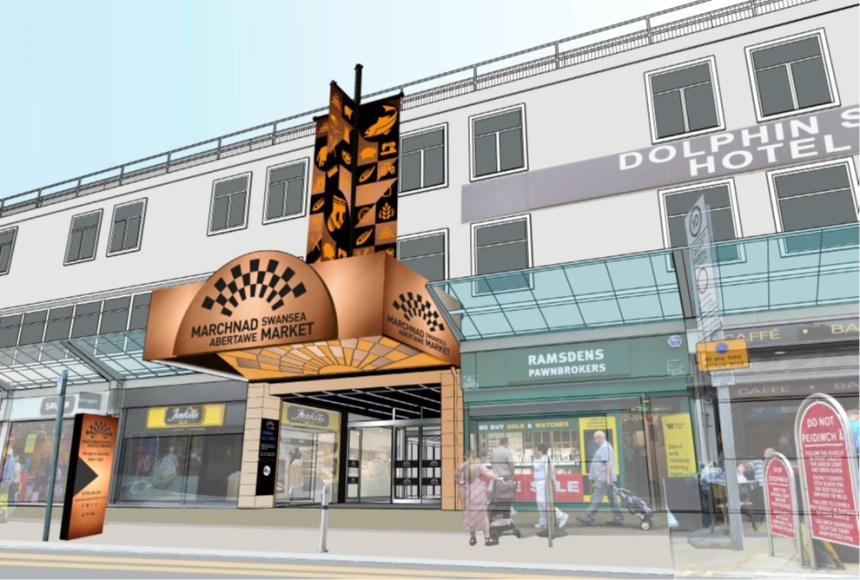 Artist's impression of new Swansea Market entrance