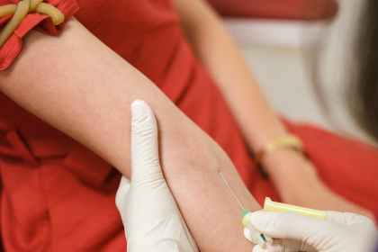 close up of blood collection