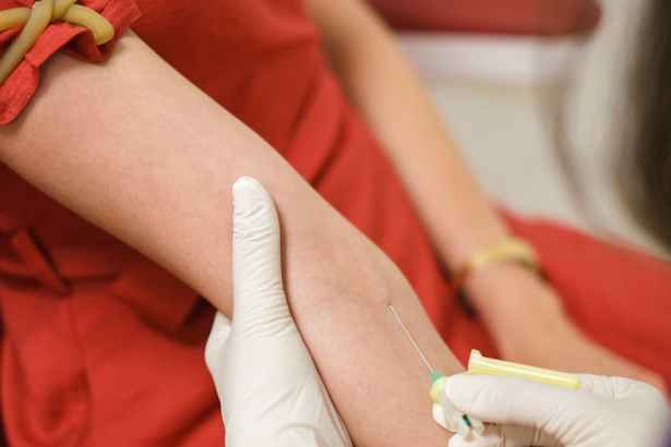 close up of blood collection