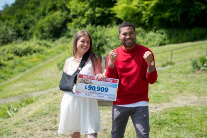 SKATING WIND-FALL: Gemma Archer was lost for words after her street’s £1m win