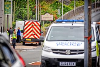Police at the incident in Llandeilo