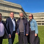 Elliott King, cabinet member for culture, human rights and equalities, Swansea Council; Rob Stewart, leader, Swansea Council; Michael Sheen, artistic director, Welsh National Theatre; Sharon Gilburd, chief executive officer, Welsh National Theatre
