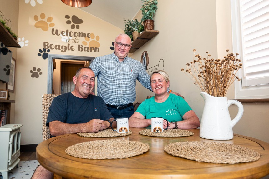 Development Bank Wales’ David Knight, with Sam Birdsell and Rhydian Manley from Pitton Cross Farm.