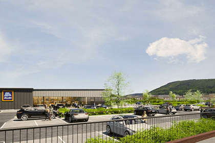 Artist's impression of the proposed Burrows Yard Aldi and Starbucks