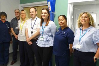 ward manager Kristine Labayo; head of renal technical services Andrew Cooper; renal service manager Bethan Davies; renal consultant Dr Tim Scale; project manager Lowri Evans; interim matron Debra Bull; interim associate service group director Adel Davies-Pugh.
