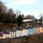 Colourful houses above Llandeilo bridge