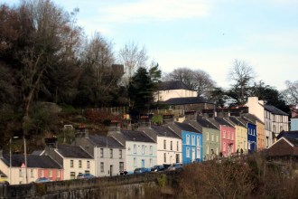 Colourful houses above Llandeilo bridge