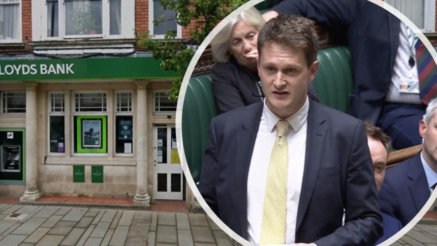 David Chadwick MP and Lloyds Bank's Pontardawe branch