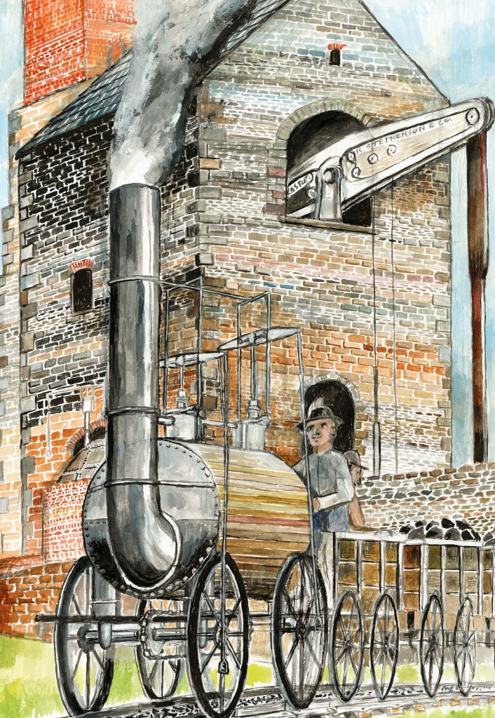Reconstruction of early Stephenson Locomotive at Scott’s Pit, Swansea, copyright Stephen Hughes