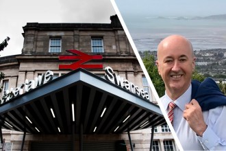 Geraint Davies and Swansea Railway Station