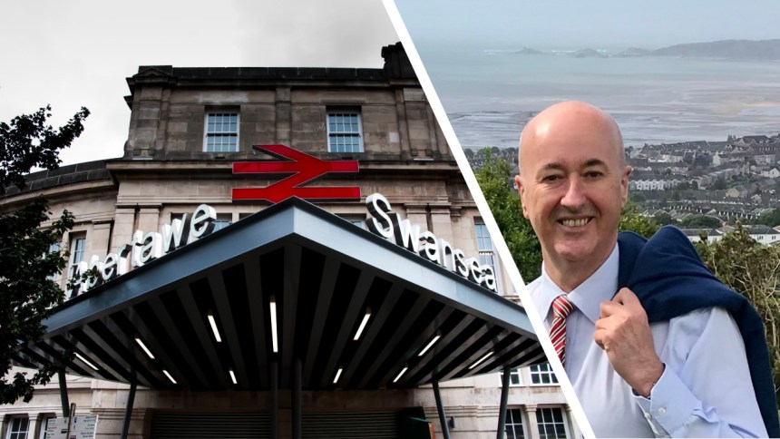 Geraint Davies and Swansea Railway Station