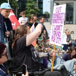 Disability benefit protestors in Cardiff