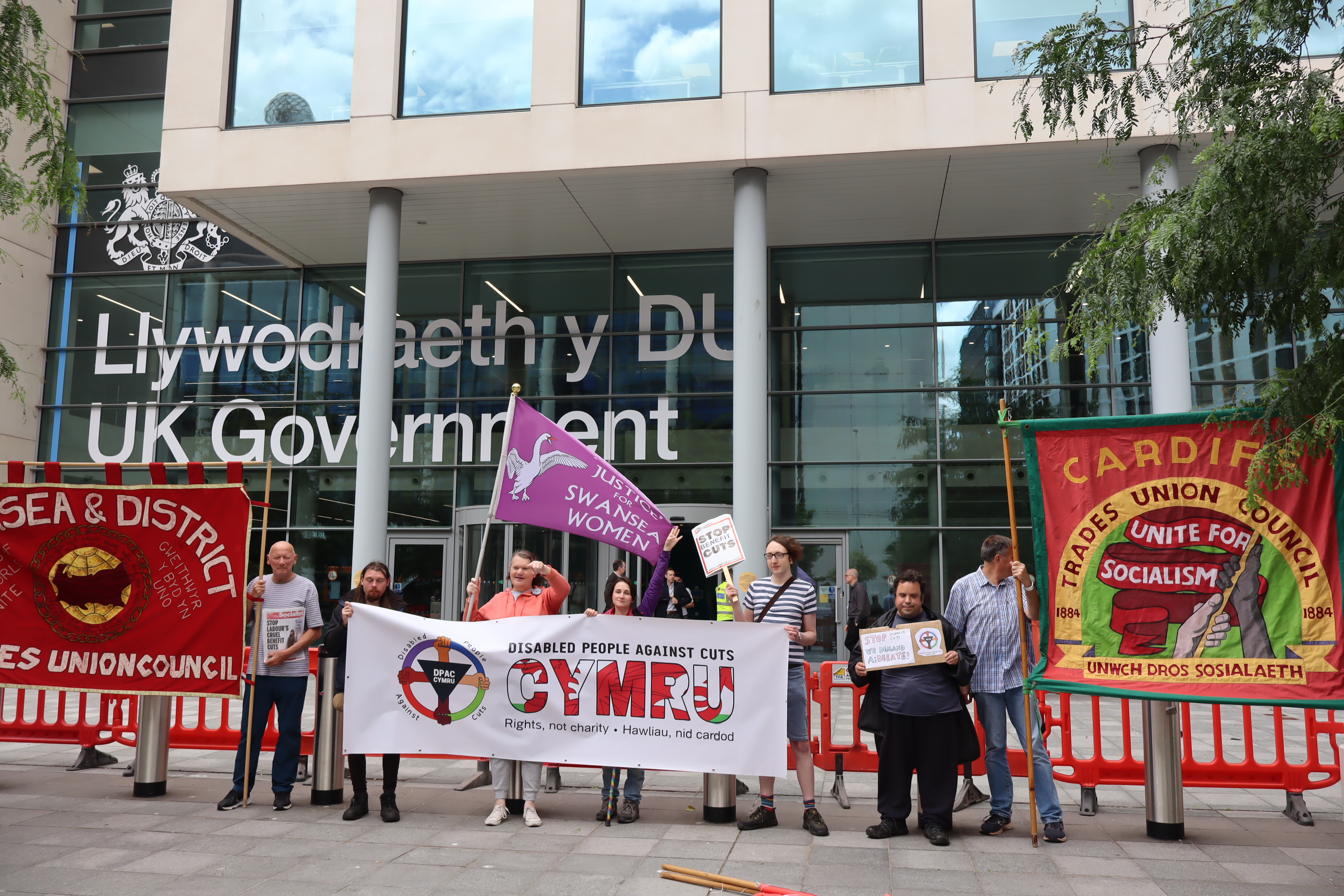 A protest outside of the Government building where the consultation event was taking place