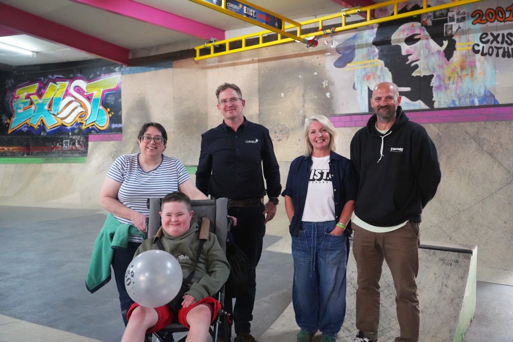 Jilly, Dr Ross Head (Cerebra), Kate Leonard (Exist), Ric Cartwright (Exist), and Ollie