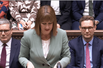 Rachel Reeves delivering Budget statement in Parliament