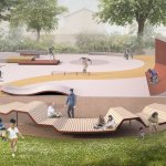 Artist's impression of the proposed plaza-style Victoria Park skatepark in Swansea