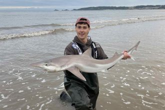 Alex McGlynn and his 40lb tope shark