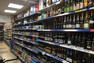 Alcohol on shop shelf